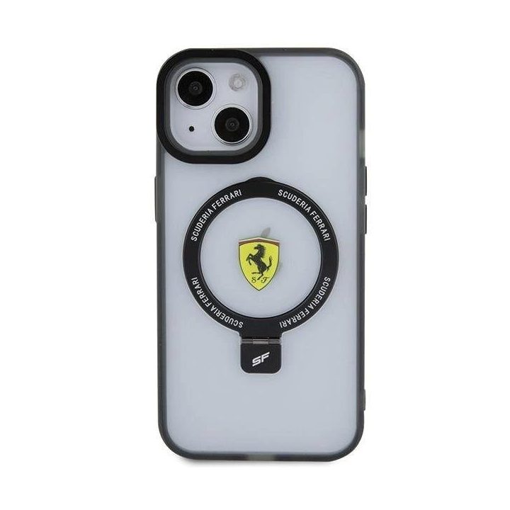 Ferrari Ring Stand 2023 kolekcijos MagSafe dėklas iPhone 15 Plus / 14 Plus - skaidrus