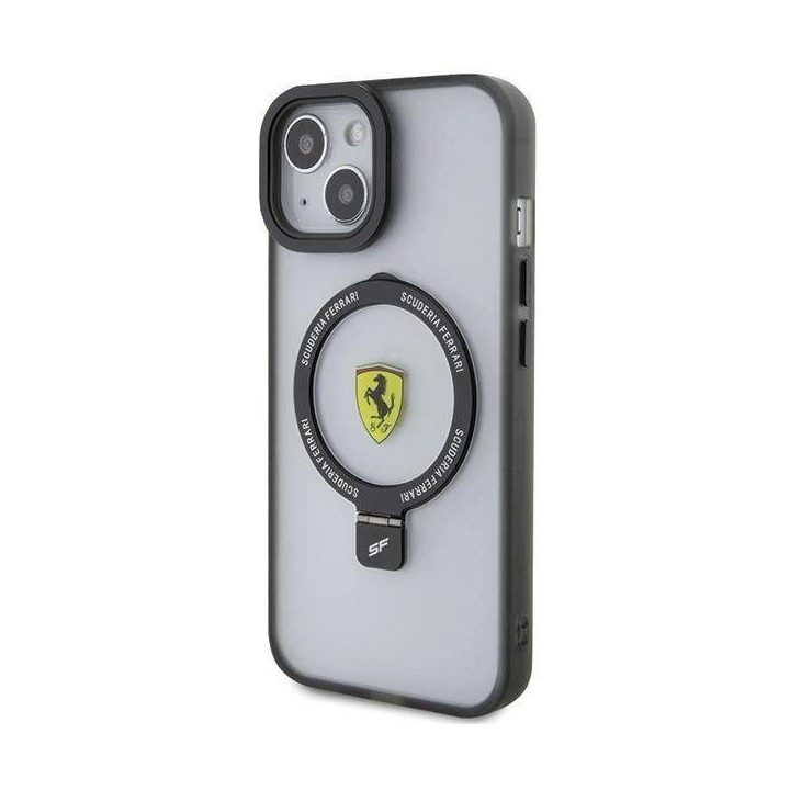 Ferrari Ring Stand 2023 kolekcijos MagSafe dėklas iPhone 15 Plus / 14 Plus - skaidrus