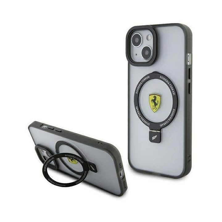 Ferrari Ring Stand 2023 kolekcijos MagSafe dėklas iPhone 15 Plus / 14 Plus - skaidrus
