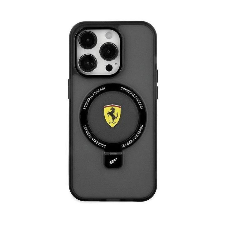 Ferrari Ring Stand 2023 Collection MagSafe dėklas iPhone 15 Plus / 14 Plus - juodas