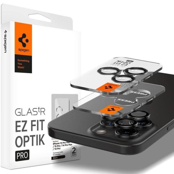 Spigen Glass tR EZ Fit Optik Pro 2 pakuotės, krištolo skaidrumo - iPhone 15 Pro/15 Pro Max