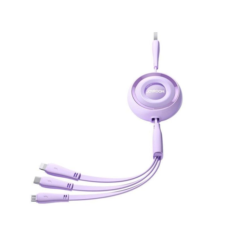 S C / Lightning / microUSB 1 m ilgio laidas - violetinės spalvos