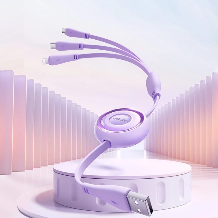 S C / Lightning / microUSB 1 m ilgio laidas - violetinės spalvos