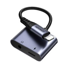 SY-L01 Lightning į Lightning / 3,5 mm mini jack DAC adapteris 2in1 - juodas