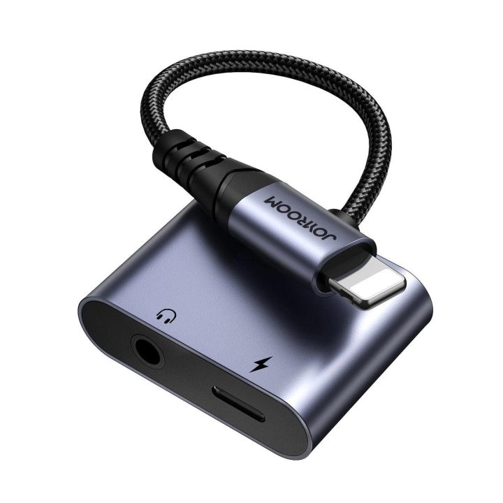 SY-L01 Lightning į Lightning / 3,5 mm mini jack DAC adapteris 2in1 - juodas