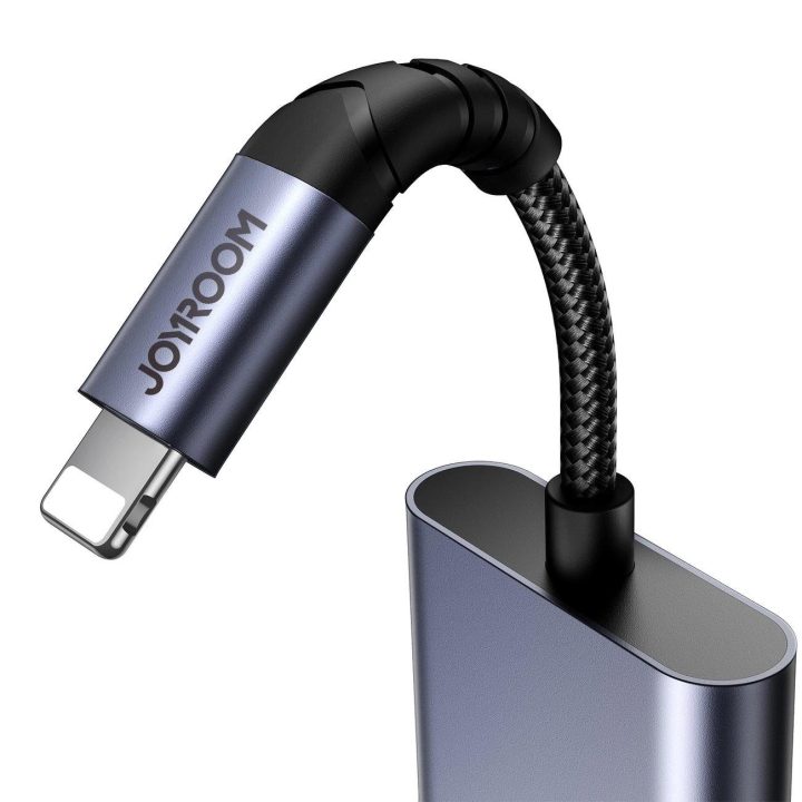 SY-L01 Lightning į Lightning / 3,5 mm mini jack DAC adapteris 2in1 - juodas
