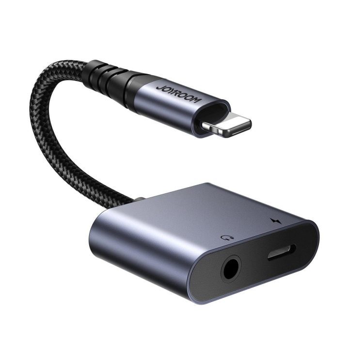 SY-L01 Lightning į Lightning / 3,5 mm mini jack DAC adapteris 2in1 - juodas