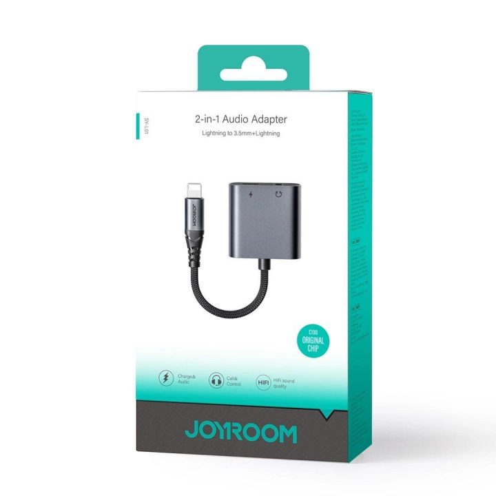 SY-L01 Lightning į Lightning / 3,5 mm mini jack DAC adapteris 2in1 - juodas