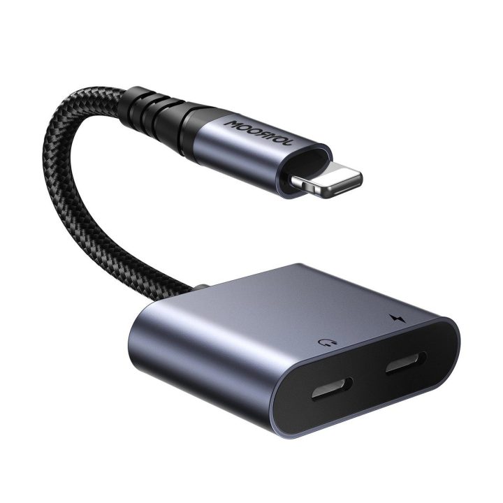 SY-L02 Lightning ir 2x Lightning DAC adapteris 2in1 - juodas