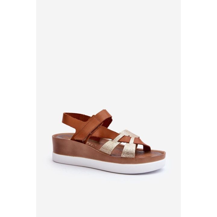 Moteriški odiniai platforminiai sandalai Brown
