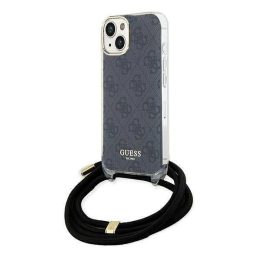 Guess Crossbody Cord 4G Print Case dėklas iPhone 15/14/13 - Juodas