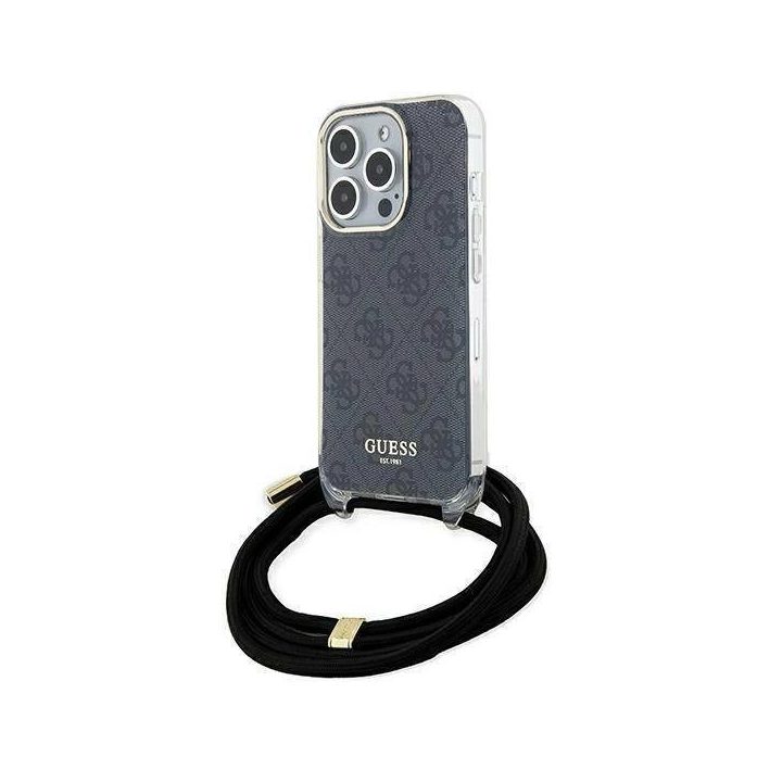 Guess Crossbody Cord 4G Print dėklas iPhone 15 Pro Max - juodas