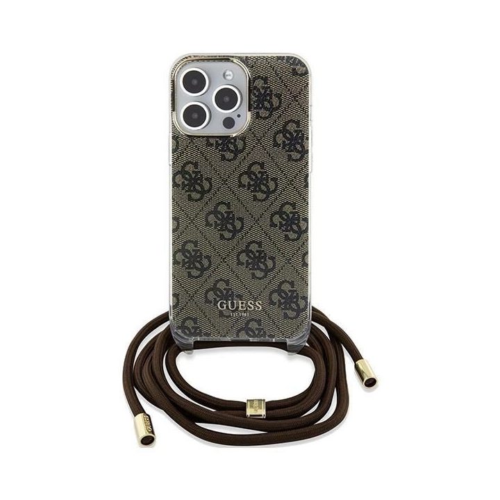 Guess Crossbody Cord 4G Print dėklas iPhone 15 Pro Max - rudas