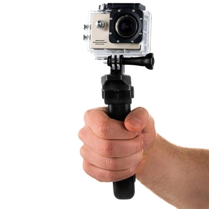 Laikiklis su mini trikoju, skirtas GoPro SJCAM veiksmo kameroms, juodas