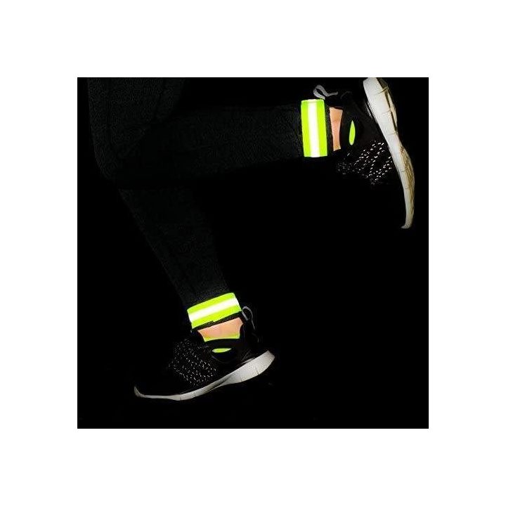 Šviesą atspindinti apyrankė dviračių bėgimo Velcro 4cm geltonos spalvos
