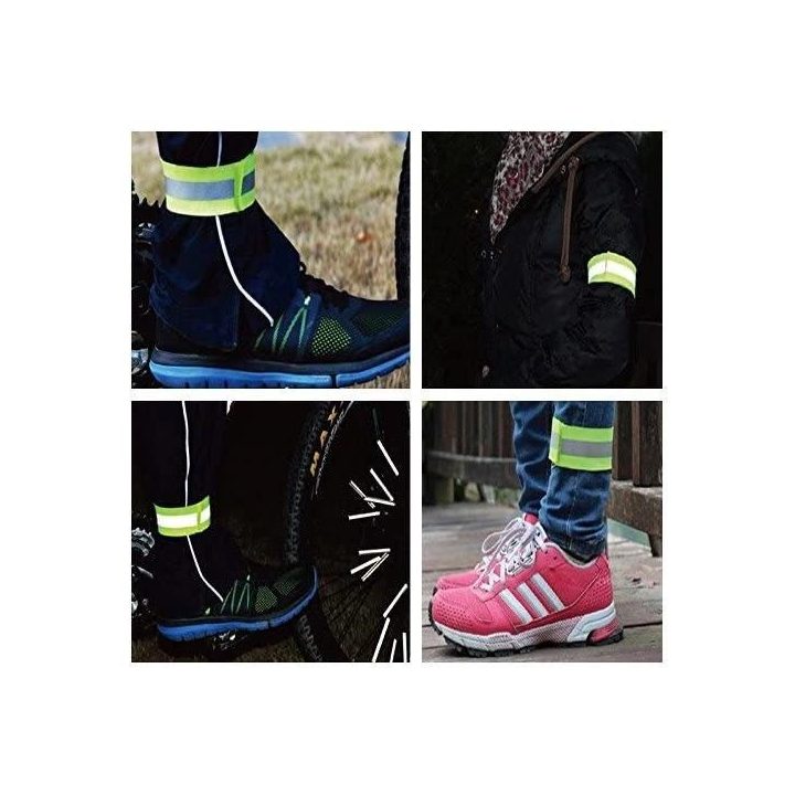 Šviesą atspindinti apyrankė dviračių bėgimo Velcro 4cm geltonos spalvos
