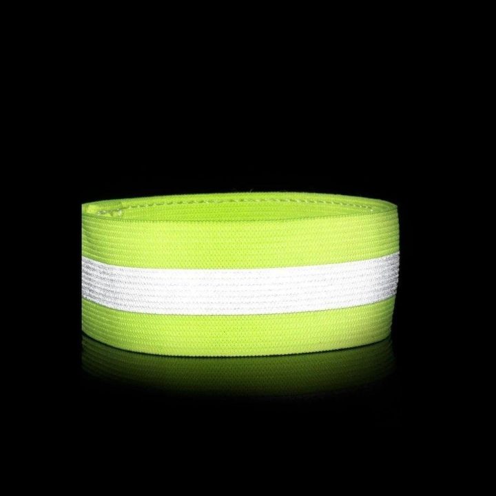 Šviesą atspindinti apyrankė dviračių bėgimo Velcro 4cm geltonos spalvos