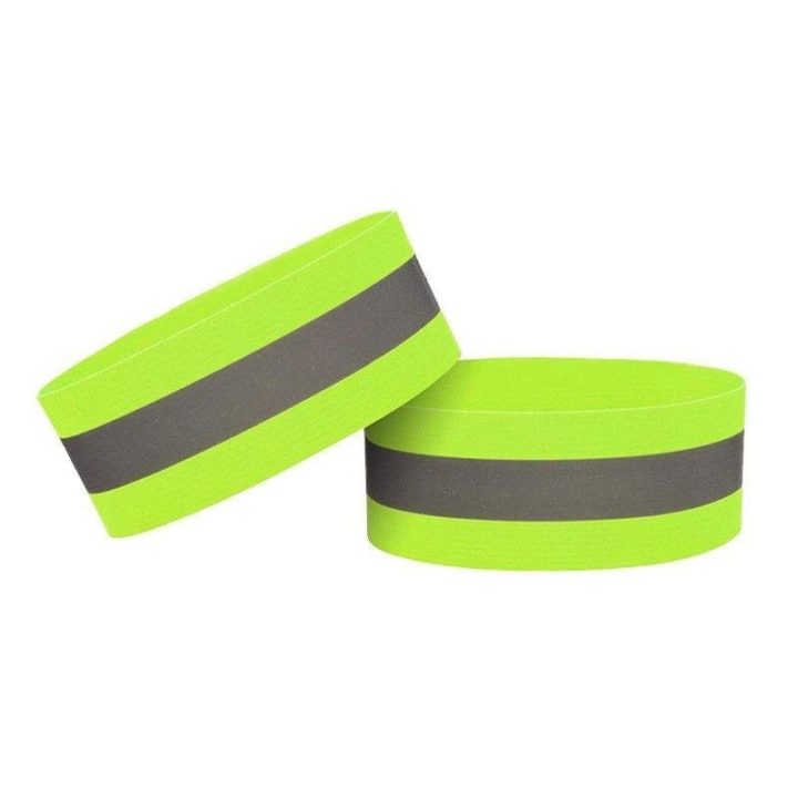 Šviesą atspindinti apyrankė dviračių bėgimo Velcro 4cm geltonos spalvos