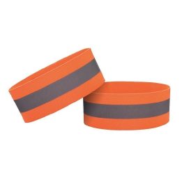 Šviesą atspindinti apyrankė dviračių bėgimo velcro 4cm oranžinė