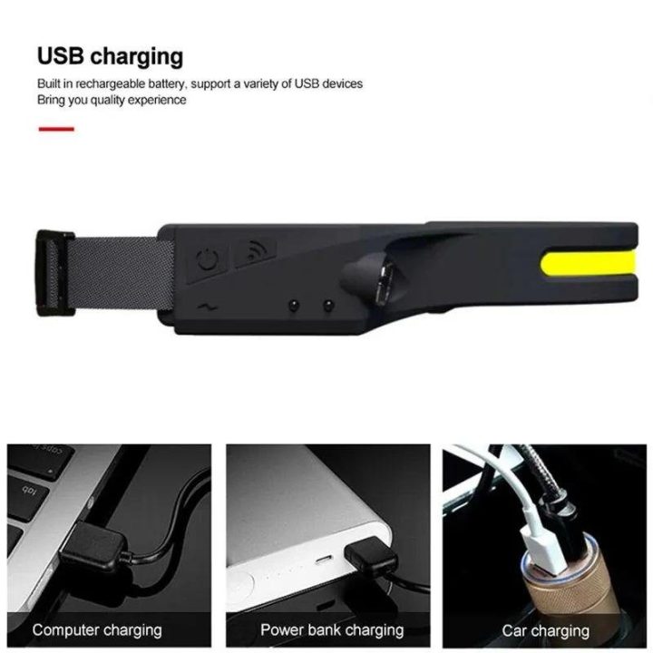 LED žibintas su IPX4 judesio jutikliu USB-C 1200 mAh - juodas