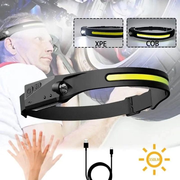 LED žibintas su IPX4 judesio jutikliu USB-C 1200 mAh - juodas