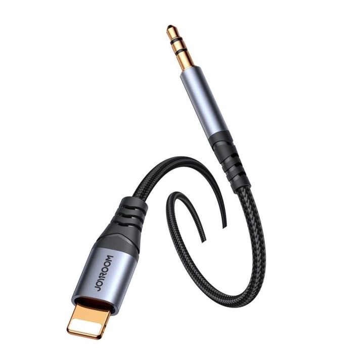 stereofoninis garso kabelis AUX 3,5 mm mini lizdas - Lightning , skirtas iPhone iPad , 1,2 m, juodas (SY-A06)