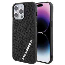 iPhone 15 Pro Max - juodas Karl Lagerfeld 3D guminis dėklas su keliais logotipais