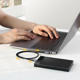 kampinis kabelis USB Type C - USB Type C Power Delivery 60 W 20 V 3 A 2 m juodai pilkas kabelis (US255 50125)