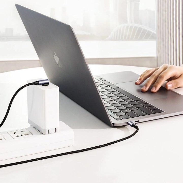 kampinis kabelis USB Type C - USB Type C Power Delivery 60 W 20 V 3 A 2 m juodai pilkas kabelis (US255 50125)