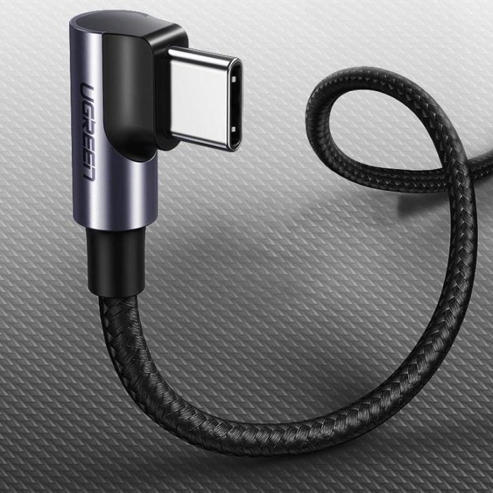 kampinis kabelis USB Type C - USB Type C Power Delivery 60 W 20 V 3 A 2 m juodai pilkas kabelis (US255 50125)