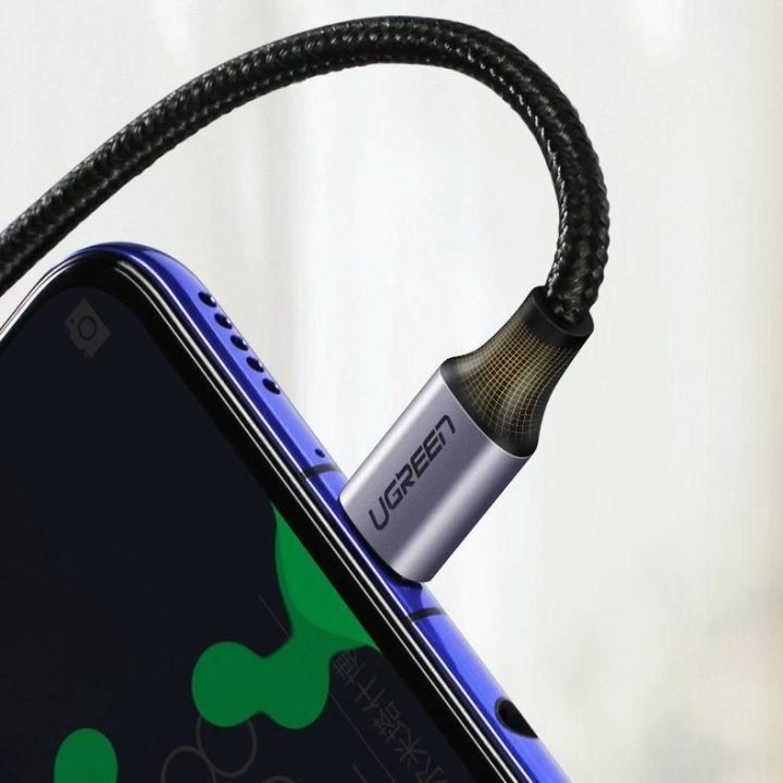 kampinis kabelis USB Type C - USB Type C Power Delivery 60 W 20 V 3 A 2 m juodai pilkas kabelis (US255 50125)