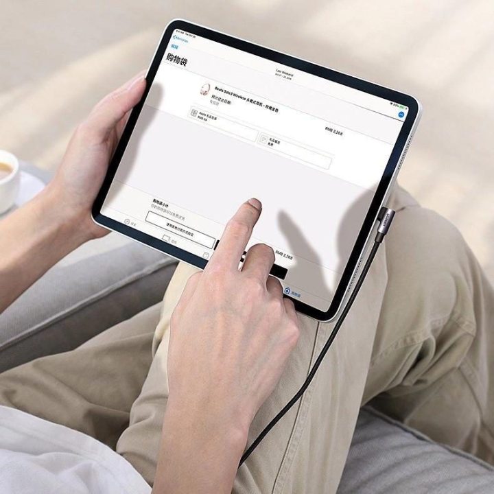 kampinis kabelis USB Type C - USB Type C Power Delivery 60 W 20 V 3 A 2 m juodai pilkas kabelis (US255 50125)