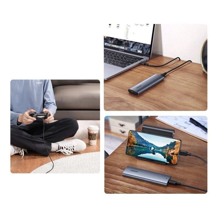 M.2 SSD disko įkrova USB 3.2 Gen 2 diskas (SuperSpeed USB 10 Gbps) + C tipo USB kabelis 0,5 m pilkos spalvos (CM400 10902)