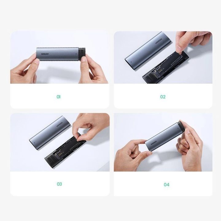 M.2 SSD disko įkrova USB 3.2 Gen 2 diskas (SuperSpeed USB 10 Gbps) + C tipo USB kabelis 0,5 m pilkos spalvos (CM400 10902)