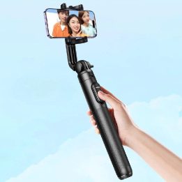 Selfie lazda / teleskopinė lazda su stovu ir Bluetooth nuotolinio valdymo pulteliu 1,5 m LP586 - juoda