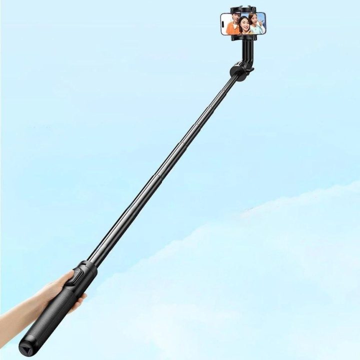 Selfie lazda / teleskopinė lazda su stovu ir Bluetooth nuotolinio valdymo pulteliu 1,5 m LP586 - juoda