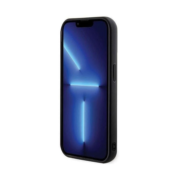 iPhone 15 Pro Max Karl Lagerfeld 3D guminis blizgus dėklas su logotipu - juodas