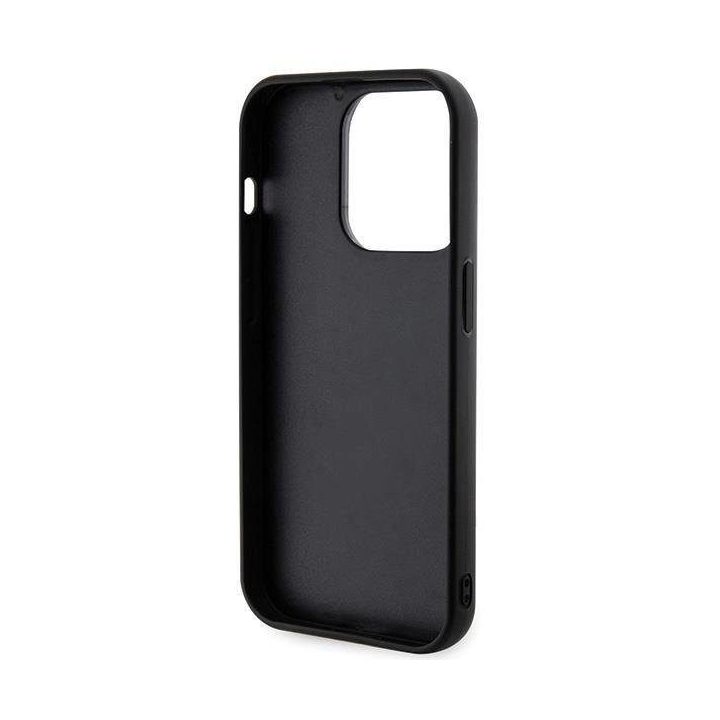 iPhone 15 Pro Max Karl Lagerfeld 3D guminis blizgus dėklas su logotipu - juodas