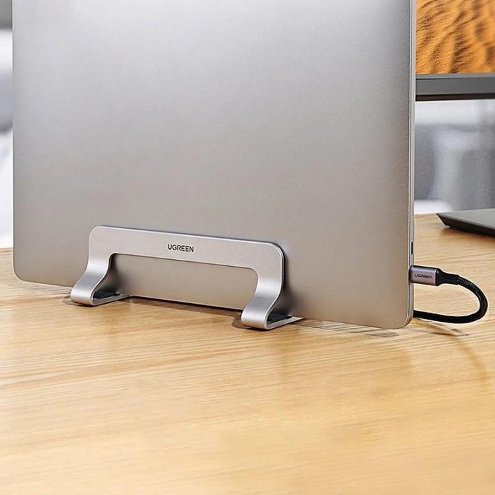 Aliuminio vertikalus laikiklis laikiklis MacBook nešiojamojo kompiuterio planšetiniam kompiuteriui sidabrinės spalvos (20471 LP2