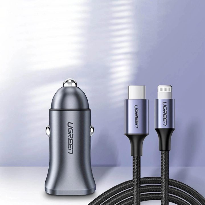 greitasis automobilinis įkroviklis USB C 30W PD PPS pilkos spalvos (CD130)