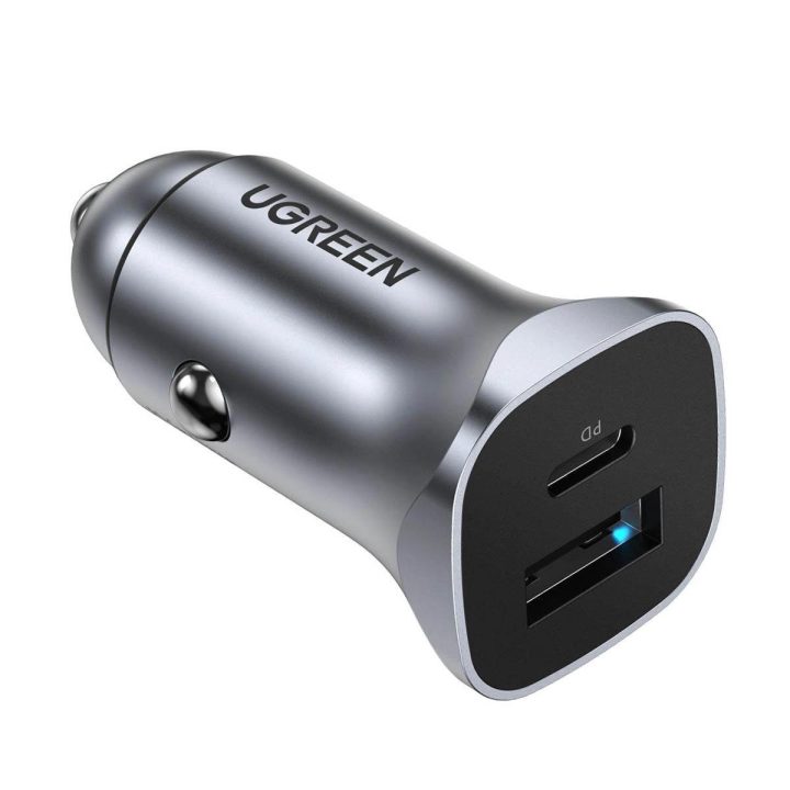 greitasis automobilinis įkroviklis USB C 30W PD PPS pilkos spalvos (CD130)
