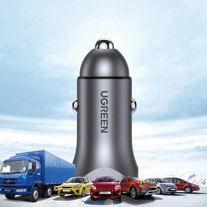 greitasis automobilinis įkroviklis USB C 30W PD PPS pilkos spalvos (CD130)