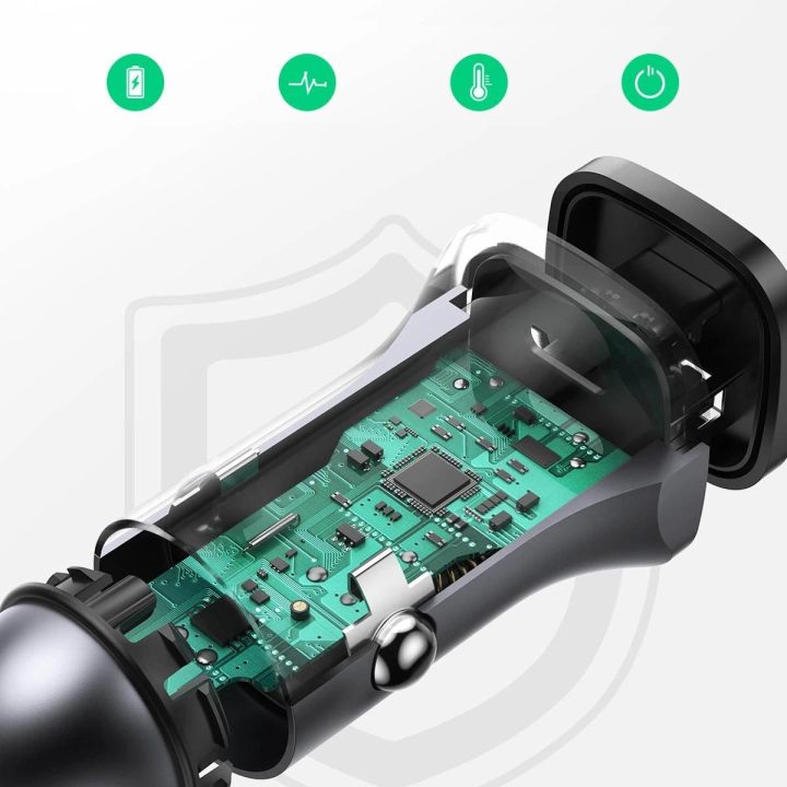 greitasis automobilinis įkroviklis USB C 30W PD PPS pilkos spalvos (CD130)