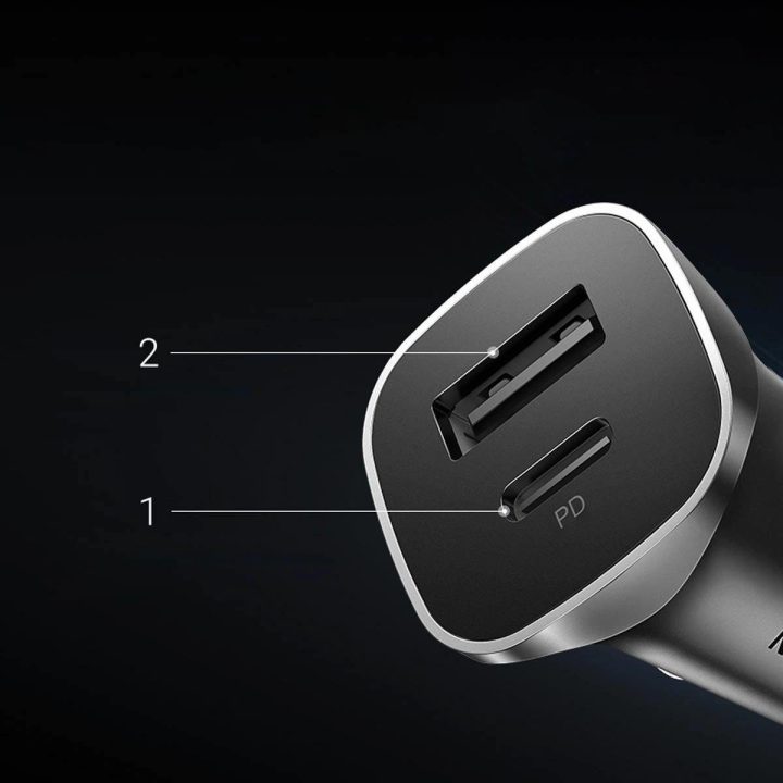 greitasis automobilinis įkroviklis USB C 30W PD PPS pilkos spalvos (CD130)