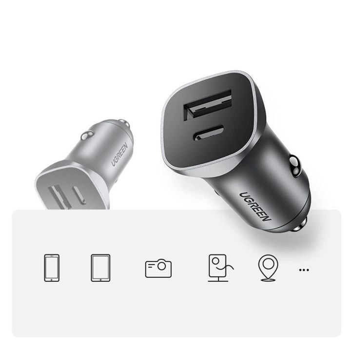 greitasis automobilinis įkroviklis USB C 30W PD PPS pilkos spalvos (CD130)