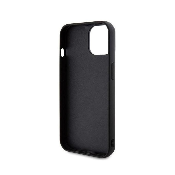 IPhone 15 Karl Lagerfeld 3D Rubber Glitter Logo dėklas - juodas
