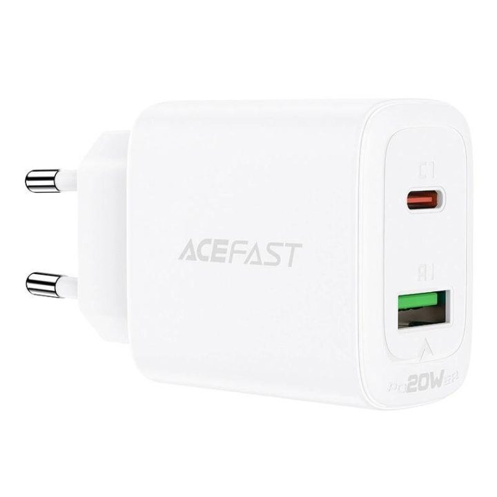 sieninis įkroviklis USB C tipo / USB 20W, PPS, PD, QC 3.0, AFC, FCP baltas (A25 baltas)