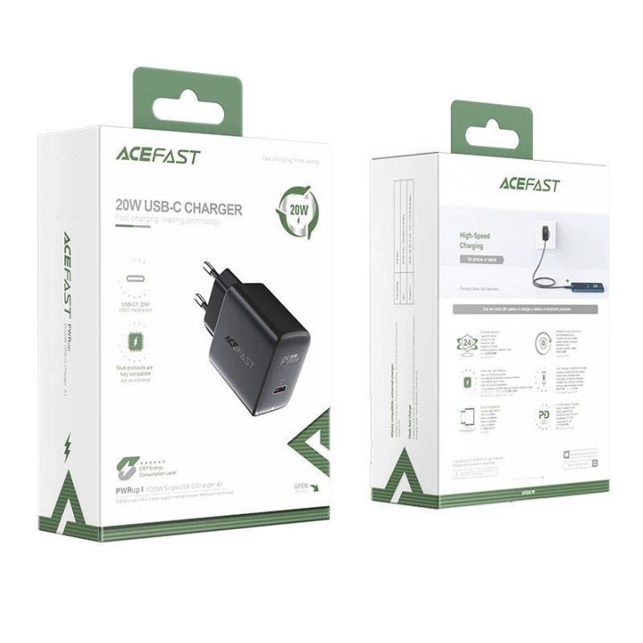 greitasis įkroviklis USB Type C 20W Power Delivery juodas (A1 EU juodas)