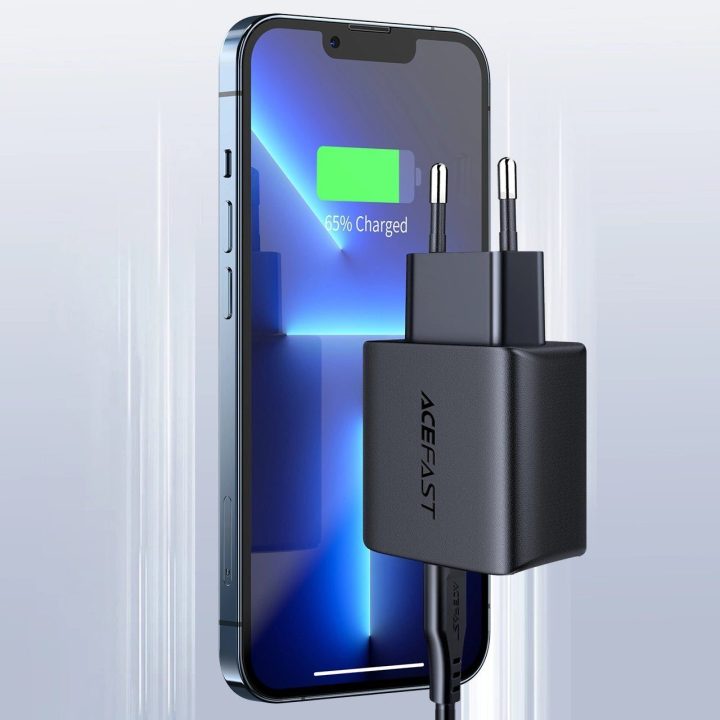 greitasis įkroviklis USB Type C 20W Power Delivery juodas (A1 EU juodas)