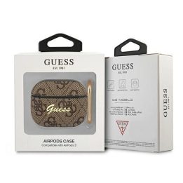 Guess GUA34GSMW AirPods 3 dangtelis brązowy/brown 4G Script Metal Collection